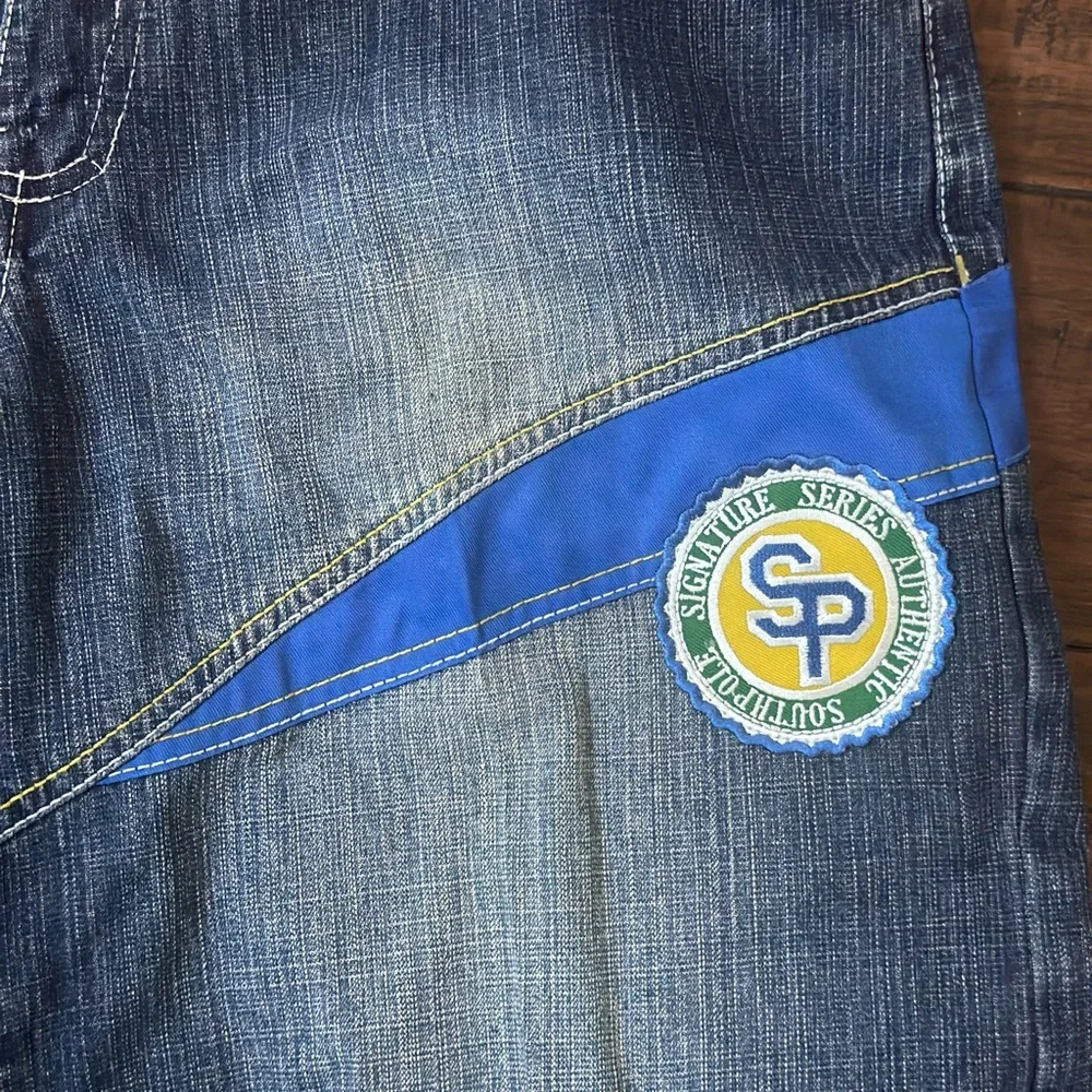South Pole Blue Jean Shorts with Logo Patch